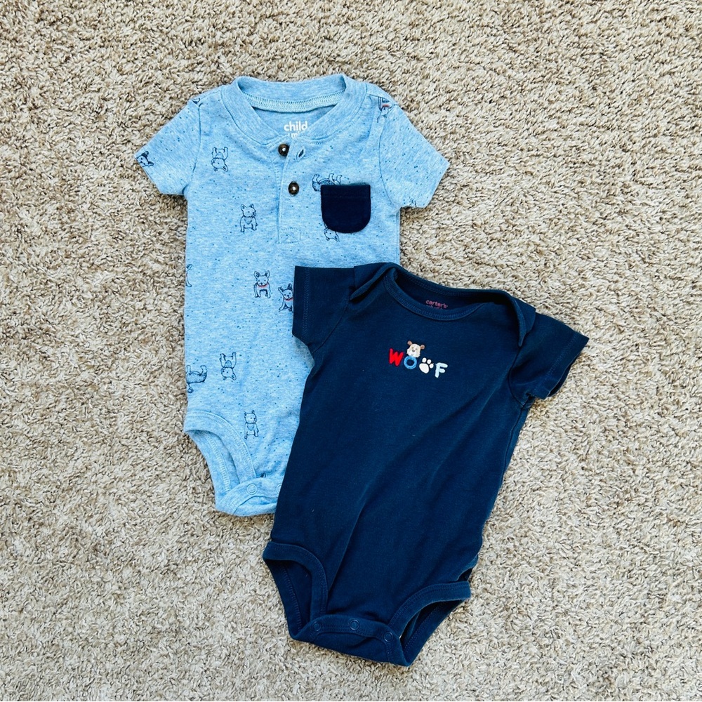 French Bulldog Baby Bodysuit Bundle I Size 3-6 Months I 2 pack‎ Bundle I GUC